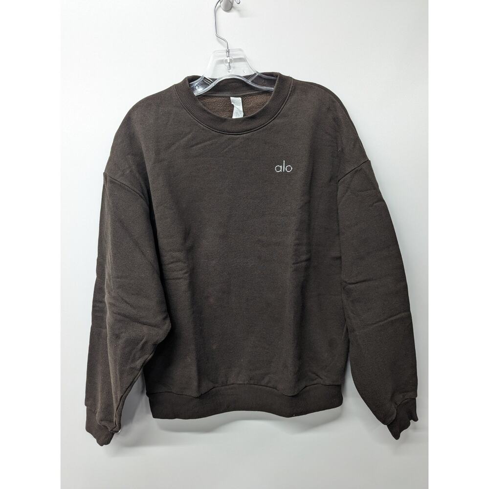 Alo Yoga Women's Accolade Crew Neck Pullover Sweatshirt Brown Oversized Size XS